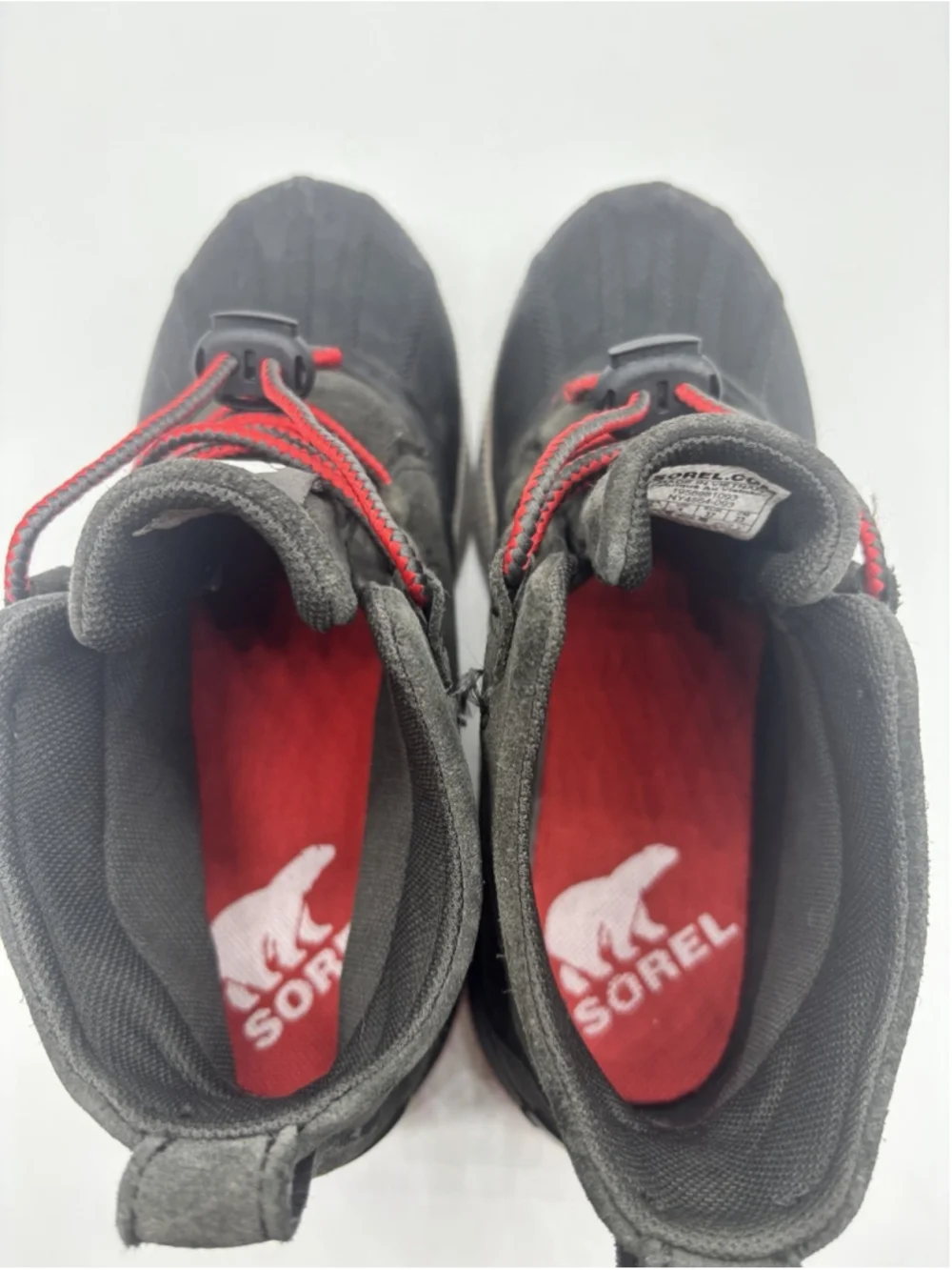 Sorel Out N About Boots Youth Size 5 Grey Red Shoes Waterproof Kids NY4564 093